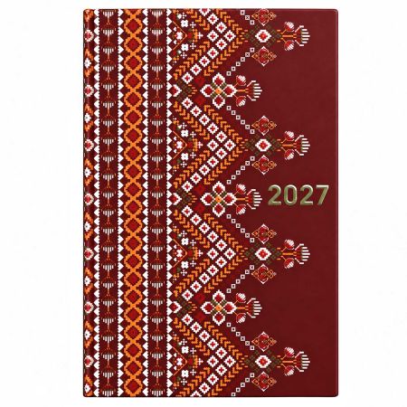 Agenda A5 zilnica, datata 2027, motive traditionale