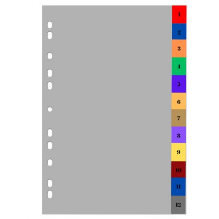 Index plastic color numeric 1-12, OPTIMA
