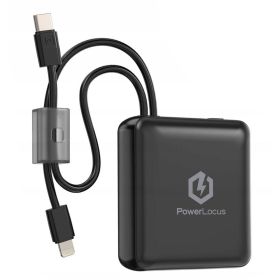 Baterie externa 10000mAh, display LCD, cablu incorporat, POWERLOCUS