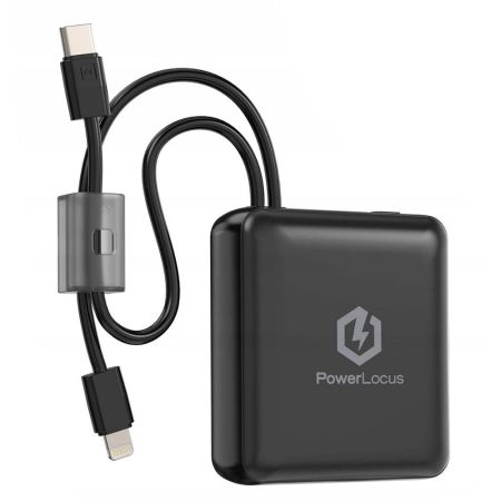 Baterie externa 10000mAh, display LCD, cablu incorporat, POWERLO
