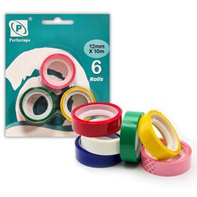 Banda adeziva colorata 12mm x 10m, PERFECTAPE, 6 buc/set