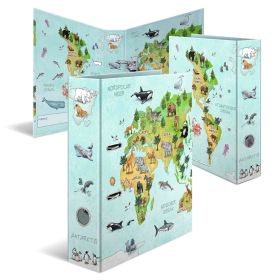 Biblioraft A4 carton laminat, 7 cm, HERMA World Map
