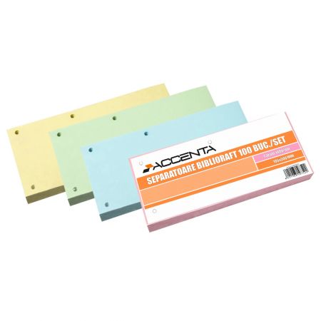 Separatoare biblioraft, 3 perforatii, 100 file/set, ACCENTA