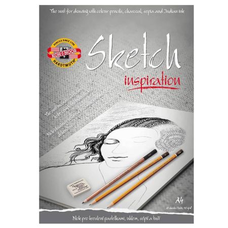 Bloc de colorat A4 KOH-I-NOOR Sketch Inspiration, 20 file