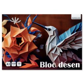 Bloc de desen A3, 250 g/mp, PAPERLAND, 16 file