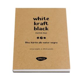 Bloc de desen A5, hartie alba-kraft-neagra, DACO, 60 file