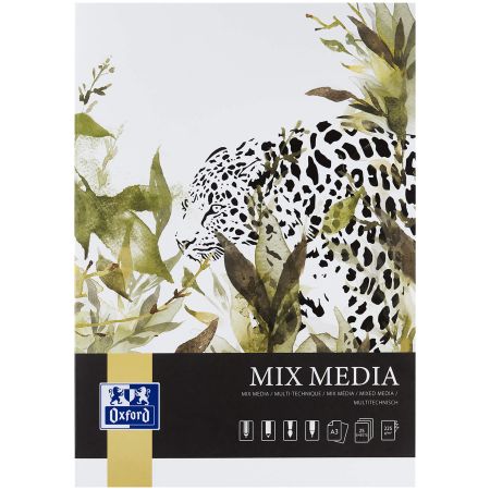 Bloc desen A3, 225 g/mp, OXFORD Mix Media, 25 file