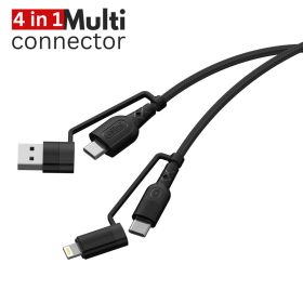 Cablu date 4 in 1, PD 60W, 1.2 m, LEMONTTI Multi Connector Aluminium