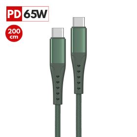 Cablu date Type-C la Type-C, PD 65W, 2 m, LEMONTTI Aluminium Green