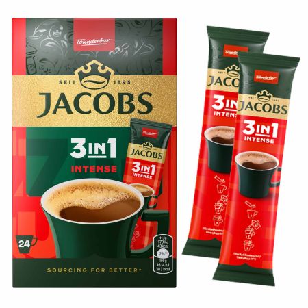 Cafea instant 3 in 1 JACOBS Intense, 24 plicuri/cutie