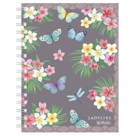Caiet cu spirala A5, 100 file HERLITZ LadyLike Butterflies