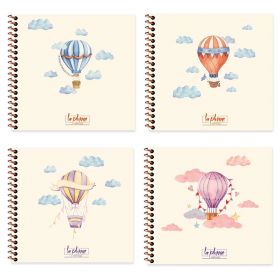 Carnetel cu spirala 16x15 cm, 50 file, coperta carton rigid, KESKIN COLOR La Plume Balloons