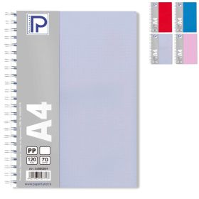 Caiet cu spirala A4, 120 file, dictando, coperta plastic, PAPERLAND PP400