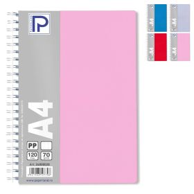 Caiet cu spirala A4, 120 file, matematica, coperta plastic, PAPERLAND PP400