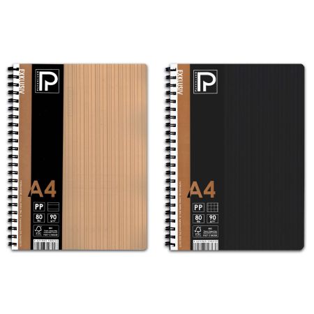 Caiet cu spirala A4, 80 file, coperta plastic, PAPERLAND