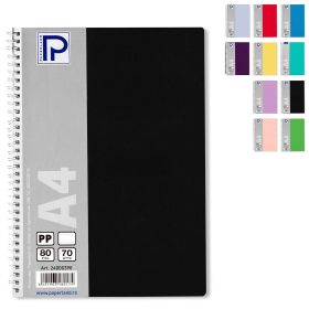 Caiet cu spirala A4, 80 file, dictando, coperta plastic, PAPERLAND PP400