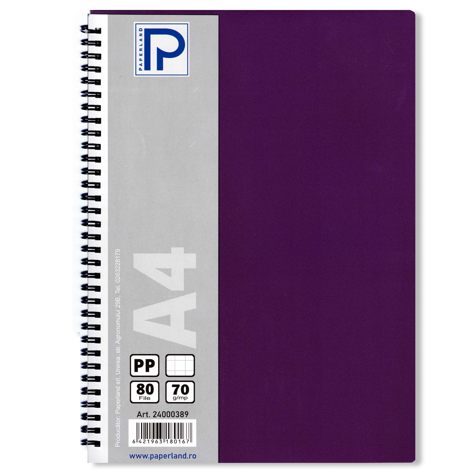 Caiet cu spirala A4, 80 file, matematica, coperta plastic