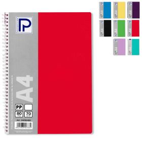 Caiet cu spirala A4, 80 file, velin, coperta plastic, PAPERLAND PP400