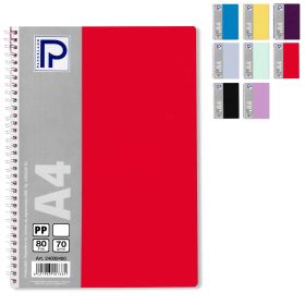 Caiet cu spirala A4, 80 file, velin, coperta plastic, PAPERLAND PP400