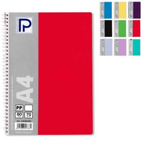 Caiet cu spirala A4, 80 file, velin, coperta plastic, PAPERLAND PP400