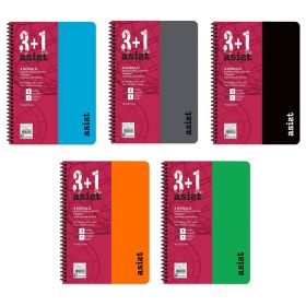 Caiet cu spirala A5, 100 file, 4 sectiuni, KESKIN COLOR Asist