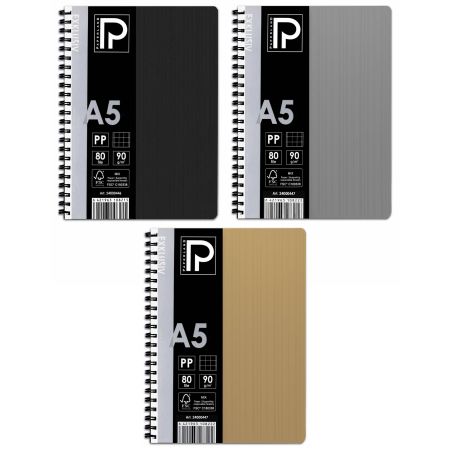 Caiet cu spirala A5, 80 file, coperta plastic, PAPERLAND Exklusi