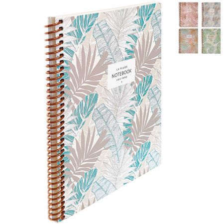 Caiet cu spira A5, 80 file, coperta carton, KESKIN COLOR Leaves