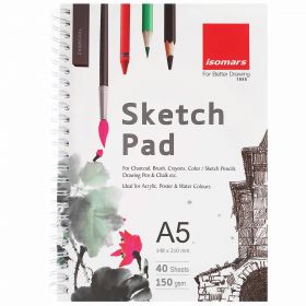 Bloc desen si schite A5, cu spirala, 150 g, ISOMARS Sketch, 40 file