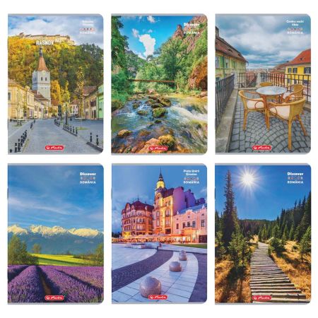Caiet scolar A4, 100 file, HERLITZ Discover Romania