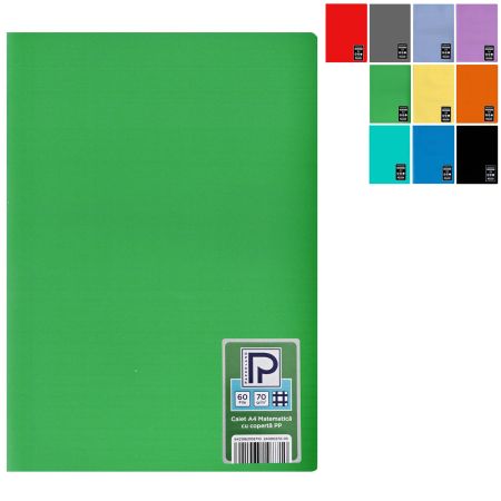 Caiet scolar A4 60 file, coperta plastic, PAPERLAND PP400