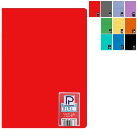 Caiet scolar A4, 60 file, velin, coperta plastic, PAPERLAND PP40