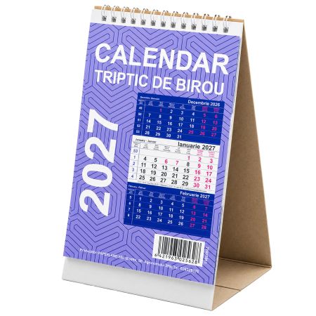 Calendar triptic de birou 2027, PAPERLAND