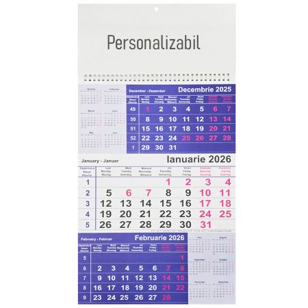 Calendar triptic de perete 2026, PAPERLAND
