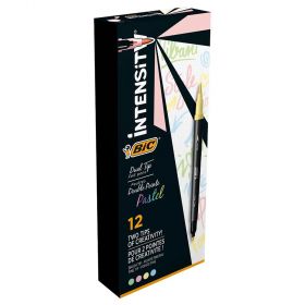 Carioci lavabile cu varf dublu BIC Intensity Pastel, 12 culori/set