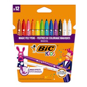 Carioci lavabile BIC Magical Effects, 10 culori/set + 2 carioci corectoare