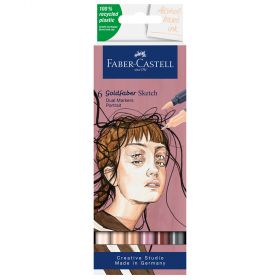 Markere 2 capete FABER-CASTELL Goldfaber Sketch, 6 culori/cutie, FC164812