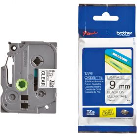 BANDA LAMINATA BLACK ON CLEAR TZE121 ORIGINAL BROTHER P-TOUCH 9MM