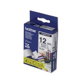 BANDA LAMINATA BLACK ON WHITE TZE231 ORIGINAL BROTHER P-TOUCH 12MM
