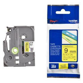 BANDA LAMINATA BLACK ON YELLOW TZE621 ORIGINAL BROTHER P-TOUCH 9MM