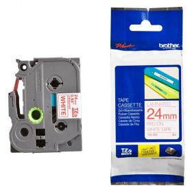 BANDA LAMINATA RED ON WHITE TZE252 ORIGINAL BROTHER P-TOUCH 24MM