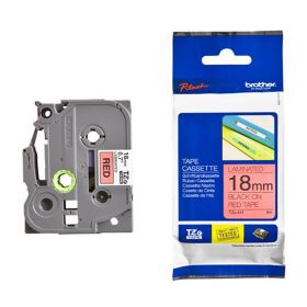 BANDA LAMINATA BLACK ON RED TZE441 ORIGINAL BROTHER P-TOUCH 18MM