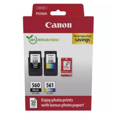 PHOTO VALUE PACK PG-560/CL-561, 3713C008AA, + HARTIE FOTO 10x15c