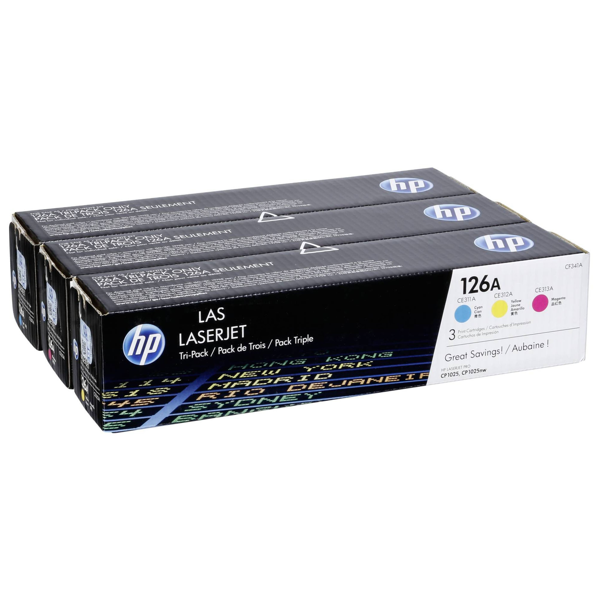 TRIPACK CMY CF341A CARTUS TONER NR.126A CE311A CE312A CE313A ORIGINAL ...