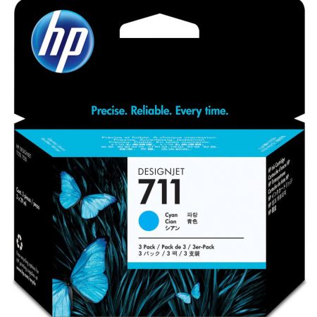 TRIPACK CARTUS CYAN NR.711 CZ134A ORIGINAL HP DESIGNJET T120
