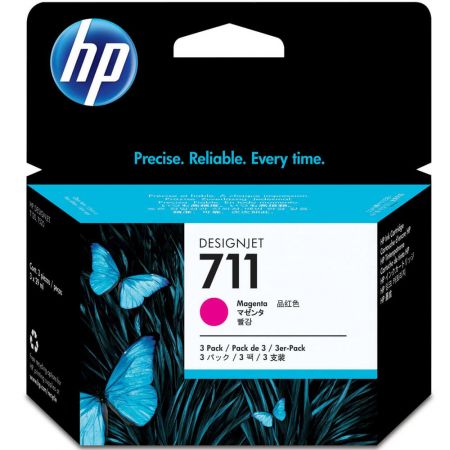 TRIPACK CARTUS MAGENTA NR.711 CZ135A ORIGINAL HP DESIGNJET T120