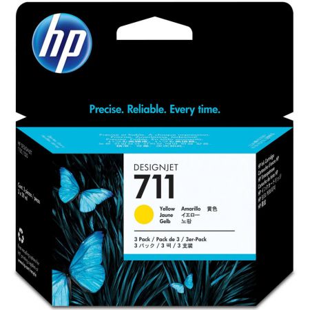 TRIPACK CARTUS YELLOW NR.711 CZ136A ORIGINAL HP DESIGNJET T120