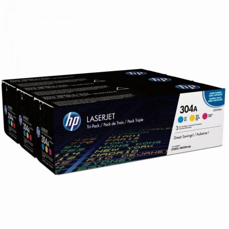 TRIPACK CMY CF372AM CARTUS TONER NR.304A CC531A/CC532A/CC533A ORIGINAL HP LASERJET CP2025
