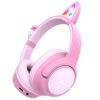 Casti bluetooth pentru copii, cu lumini, POWERLOCUS Bobo Cat