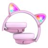 Casti bluetooth pentru copii, cu lumini, POWERLOCUS Bobo Cat