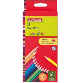 Creioane colorate triunghiulare 12 culori/set HERLITZ